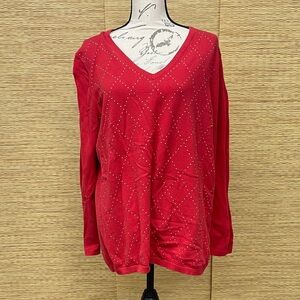 Tommy Hilfiger Red Studded Long Sleeve Top